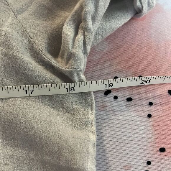 ATTENTION light blue gray button down shirt one front pocket cropped sleeves XS - Picture 10 of 11